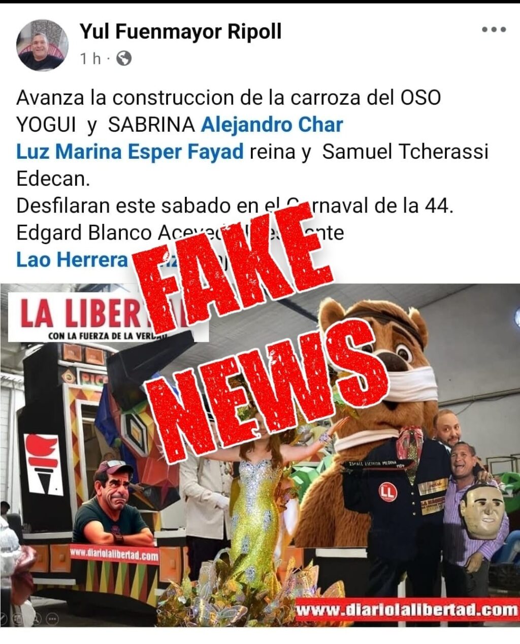 Diario La Libertad hace claridad sobre noticia falsa