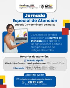 CNE realizará jornada especial de atención en el país