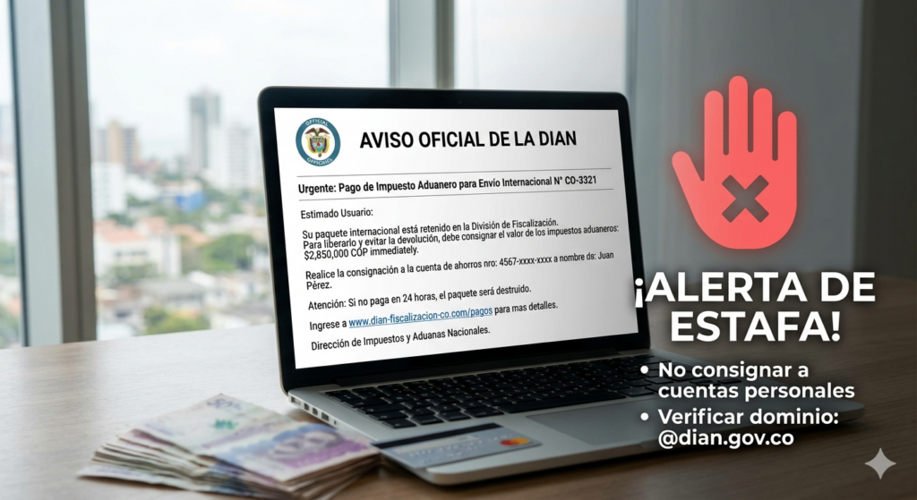 DIAN alerta sobre suplantaciones para estafar por supuestos envíos internacionales