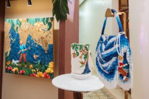 Lazos y trazos de Arte & Tejido que elaboran las artesanas de Chorrera con el apoyo de la Fundación Gases del Caribe. Foto. suministrada.